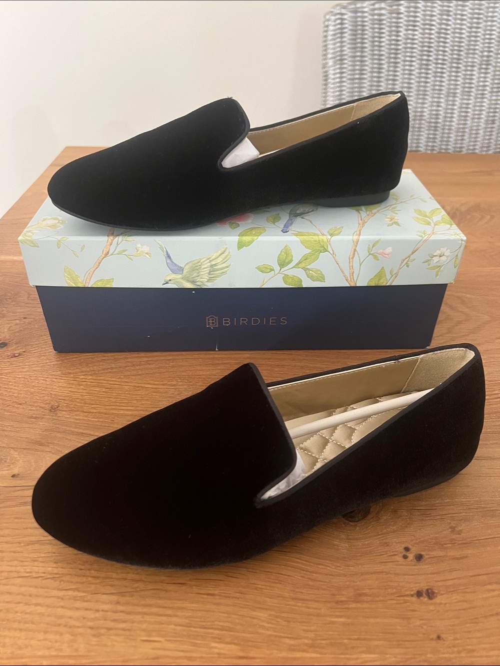 Birdies The Starling Black Velvet Loafers Flats Size 8 NWT $130